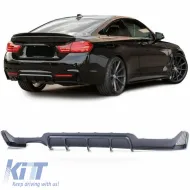 Rear Bumper Diffuser suitable for BMW 4 F32 Coupe / F33 Cabrio / F36 Gran Coupe 13-21 M-Tech Matte Black with 1 Left Double Exhaust Outlet from ABS Plastic 1pc-image-6324481