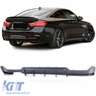 Rear Bumper Diffuser suitable for BMW 4 F32 Coupe / F33 Cabrio / F36 Gran Coupe 13-21 M-Tech Matte Black with 1 Left Double Exhaust Outlet from ABS Plastic 1pc