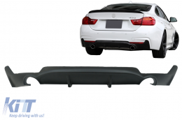 Rear Bumper Diffuser suitable for BMW 4 Series F32 F33 F36 (2013-) Coupe Cabrio M Performance Design Twin Single Outlet - RDBMF32MPDSO