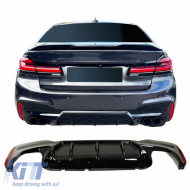 Rear Bumper Diffuser suitable for BMW 5 G30/G31 17+ M-Packet Glossy Black with 2 Left & Right Double Exhaust Outlets from ABS Plastic 1pc