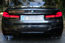 Rear Bumper Diffuser suitable for BMW 5 Series G30 G31 Limousine Touring (2017-up) M5 Design Piano Black-image-6114938