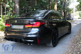Rear Bumper Diffuser suitable for BMW 5 Series G30 G31 Limousine Touring (2017-up) M5 Design Piano Black-image-6114941
