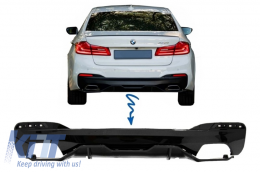 Rear Bumper Diffuser suitable for BMW 5 Series G30 G31 Limousine Touring (2017-up) M Performance Design Piano Black - RDBMG30MPDOPB