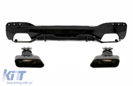 image-53-Rear Bumper Diffuser suitable for BMW 5 Series G30 G31 Limousine Touring (2017-up) with Exhaust Muffler Tips M Performance Design Black