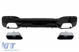 image-54-Rear Bumper Diffuser suitable for BMW 5 Series G30 G31 Limousine Touring (2017-up) with Exhaust Muffler Tips M Performance Design