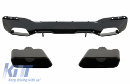 image-55-Rear Bumper Diffuser suitable for BMW 5 Series G30 G31 Limousine Touring (2017-up) with Exhaust Muffler Tips M Performance Design Black Edition