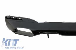 Rear Bumper Diffuser suitable for BMW 5 Series G30 G31 Limousine Touring (2017-up) with Exhaust Muffler Tips M Performance Design Black Edition-image-6047236