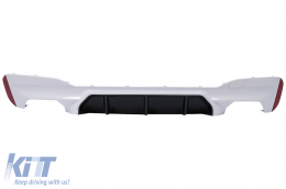 Rear Bumper Diffuser suitable for BMW 5 Series G30 G31 Limousine Touring (2017-up) M5 Design WHITE & BLACK - RDBMG30M5WB