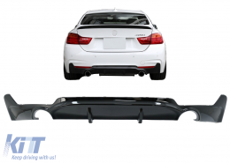 Rear Bumper Diffuser suitable for BMW F32 F33 F36 (2013-) Coupe Cabrio 4 Series M Performance Design Twin Single Outlet Piano Black