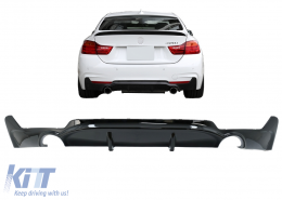 Rear Bumper Diffuser suitable for BMW F32 F33 F36 (2013-) Coupe Cabrio 4 Series M Performance Design Twin Single Outlet Piano Black - RDBMF32MPDSOB