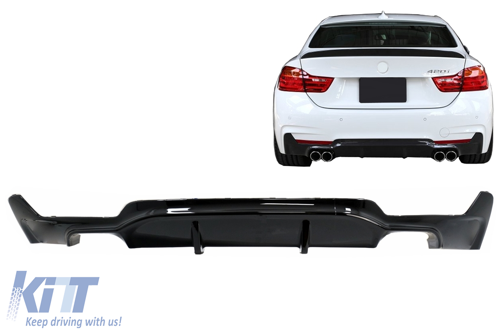 Hátsó lökhárító befúvó alkalmas BMW F32 F33 F36 (2013-) Coupe Cabrio 4 Series M Performance Design Twin Dupla Outlet Piano Black modellhez
