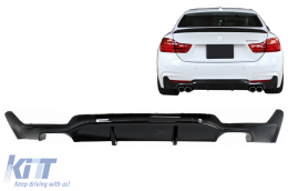 Rear Bumper Diffuser suitable for BMW F32 F33 F36 (2013-) Coupe Cabrio 4 Series M Performance Design Twin Double Outlet Piano Black