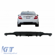 Rear Bumper Diffuser suitable for Mercedes-Benz C-Class W204 11-14 Facelift A Design C63 Look with 2 Double Exhausts Right & Left from ABS Plastic 1pc