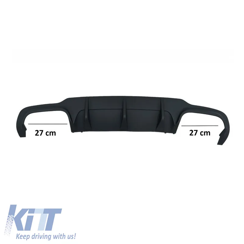 Rear Bumper Diffuser suitable for Mercedes-Benz C-Class W204 11-14 Facelift A Design C63 Look with 2 Double Exhausts Right & Left from ABS Plastic 1pc