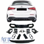 Rear Bumper Diffuser suitable for Mercedes-Benz A-Class W177 19+ Sedan A45 A Design Look - CGRRBDM6037954