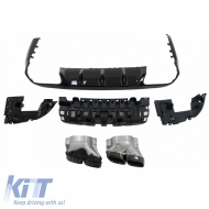 Rear Bumper Diffuser suitable for Mercedes-Benz E-Class C238 Coupe / A238 Cabrio 16-19 A Design 63 Look With Black Exhaust Tips