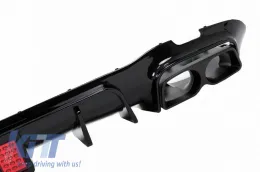 Rear Bumper Diffuser suitable for Mercedes-Benz E-Class W213 16-19 with A Design Line Bumper Black Brabus Look with Black Exhaust Tips-image-6324076