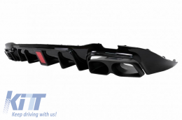 Rear Bumper Diffuser suitable for Mercedes-Benz E-Class W213 16-19 with A Design Line Bumper Black Brabus Look with Black Exhaust Tips