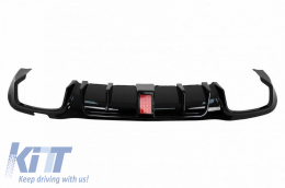 Rear Bumper Diffuser suitable for Mercedes-Benz E-Class W213 16-19 with A Design Line Bumper Black Brabus Look with Black Exhaust Tips