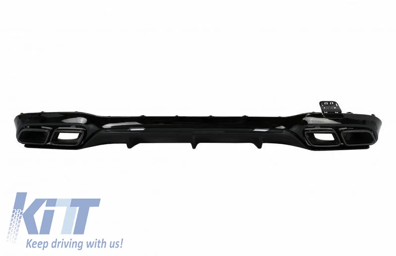 Rear Bumper Diffuser suitable for Mercedes-Benz E-Class W213 16-19 with A Design Line Bumper Black A Design 63 Look with Black Exhaust Tips