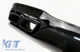 Rear Bumper Diffuser suitable for Mercedes-Benz E-Class W213 16-19 with A Design Line Bumper Black A Design 63 Look with Black Exhaust Tips