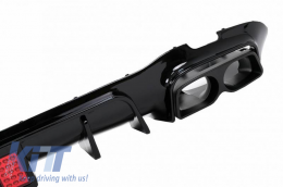 Rear Bumper Diffuser suitable for Mercedes-Benz E-Class W213 16-19 with A Design Line Bumper Black Brabus Look with Black Exhaust Tips