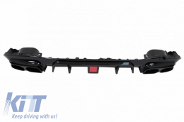 Rear Bumper Diffuser suitable for Mercedes-Benz E-Class W213 16-19 with A Design Line Bumper Black Brabus Look with Black Exhaust Tips
