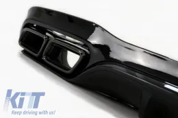 Rear Bumper Diffuser suitable for Mercedes-Benz E-Class W213 16-19 with A Design Line Bumper Black A Design 63 Look with Black Exhaust Tips-image-6324691