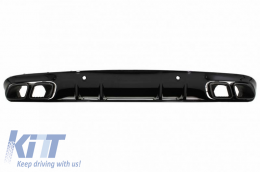 Rear Bumper Diffuser suitable for Mercedes-Benz C-Class C205 Coupe 14-21 A Design 63 Look With Black Exhaust Tips