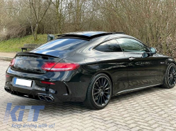 Rear Bumper Diffuser suitable for Mercedes-Benz C-Class C205 Coupe 14-21 A Design 63 Look With Black Exhaust Tips