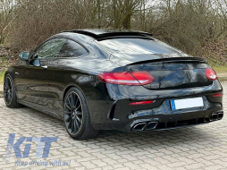 Rear Bumper Diffuser suitable for Mercedes-Benz C-Class C205 Coupe 14-21 A Design 63 Look With Black Exhaust Tips