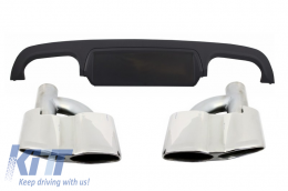 Rear Bumper Diffuser suitable for Mercedes S-Class W221 (2005-2013) with Exhaust Muffler Tips - CORDMBW221S65