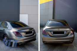 Rear Bumper Diffuser suitable for Mercedes C-Class W205 S205 (2014-2018) C63 Look Shadow Black only for Standard Bumper-image-6053461