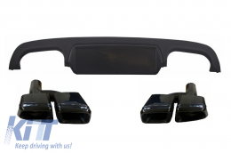 Rear Bumper Diffuser suitable for Mercedes S-Class W221 (2005-2013) Facelift S63 S65 Design with Black Exhaust Muffler Tips