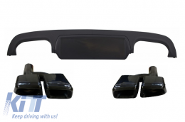 image-32-Rear Bumper Diffuser suitable for Mercedes S-Class W221 (2005-2013) Facelift S63 S65 Design with Black Exhaust Muffler Tips