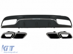 image-11-Rear Bumper Diffuser suitable for Mercedes C-Class W205 S205 (2014-2020) C63 Design with Exhaust Muffler Tips Only for Sport Package