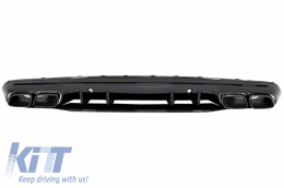 Rear Bumper Diffuser suitable for Mercedes C-Class W205 S205 (2014-2020) C63S Design Black Tips Only for AMG Sport Line