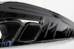 Rear Bumper Diffuser suitable for Mercedes C-Class W205 S205 (2014-2020) C63S Design Black Tips Only for AMG Sport Line-image-6055668