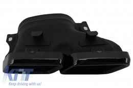 Rear Bumper Diffuser suitable for Mercedes C-Class W205 S205 (2014-2020) C63 Design with Black Exhaust Muffler Tips Only for Sport Package-image-6053197