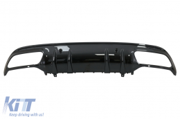 Rear Bumper Diffuser suitable for Mercedes C-Class W205 S205 Sport Line (2014-2020) C43 Design Piano Black without Exhaust Muffler Tips