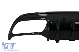 Rear Bumper Diffuser suitable for Mercedes C-Class W205 S205 Sport Line (2014-2020) C43 Design Piano Black without Exhaust Muffler Tips-image-6083631