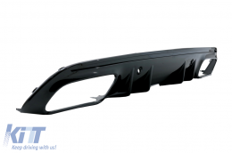 Rear Bumper Diffuser suitable for Mercedes C-Class W205 S205 Sport Line (2014-2020) C43 Design Piano Black without Exhaust Muffler Tips-image-6083633