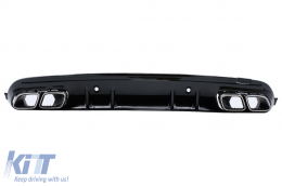 Rear Bumper Diffuser suitable for Mercedes C-Class W205 S205 (2014-2020) C63S Design Silver Tips Only for Sport Line