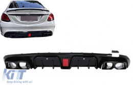 Rear Bumper Diffuser suitable for Mercedes C-Class W205 S205 (2014-2020) only for Sport Line-image-6108744