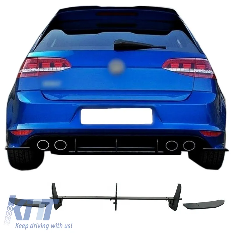 Rear Bumper Diffuser suitable for VW Golf VII (7) 12-17 R Version Mat Black 3 Bars & 2 Side Splitters From Plastic 3pc