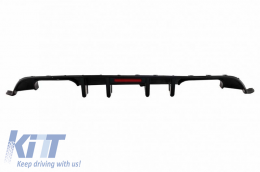 Rear Bumper Diffuser suitable for VW Golf VII (7.5) 17-20 Facelift R-Look Glossy Black With Led Stop Light