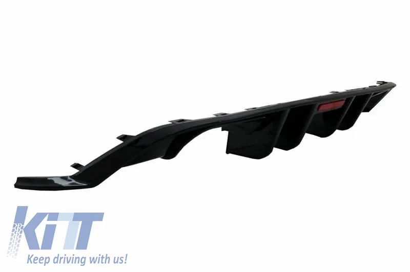 Rear Bumper Diffuser suitable for VW Golf VII (7.5) 17-20 Facelift R-Look Glossy Black With Led Stop Light
