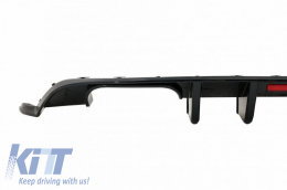 Rear Bumper Diffuser suitable for VW Golf VII (7.5) 17-20 Facelift R-Look Glossy Black With Led Stop Light