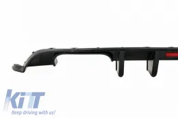 Rear Bumper Diffuser suitable for VW Golf VII (7.5) 17-20 Facelift R-Look Glossy Black With Led Stop Light-image-6319288
