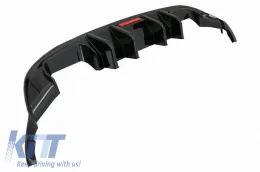 Rear Bumper Diffuser suitable for VW Golf VII (7.5) 17-20 Facelift R-Look Glossy Black With Led Stop Light-image-6319292